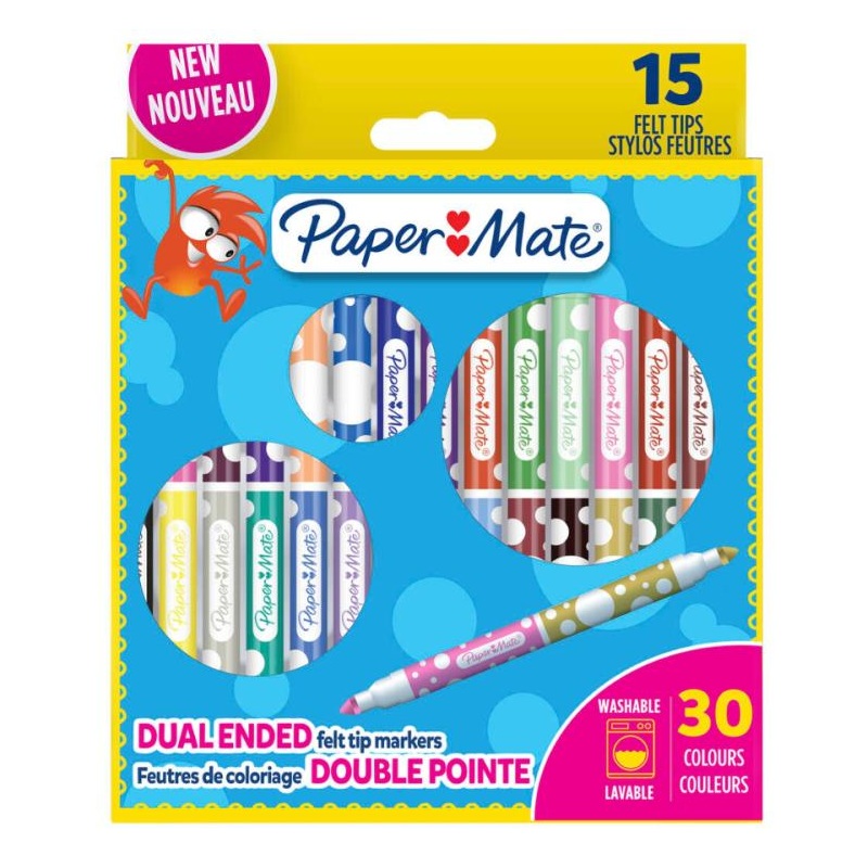 PAPER MATE Oboustranné dětské fixy PAPER MATE, 15 ks