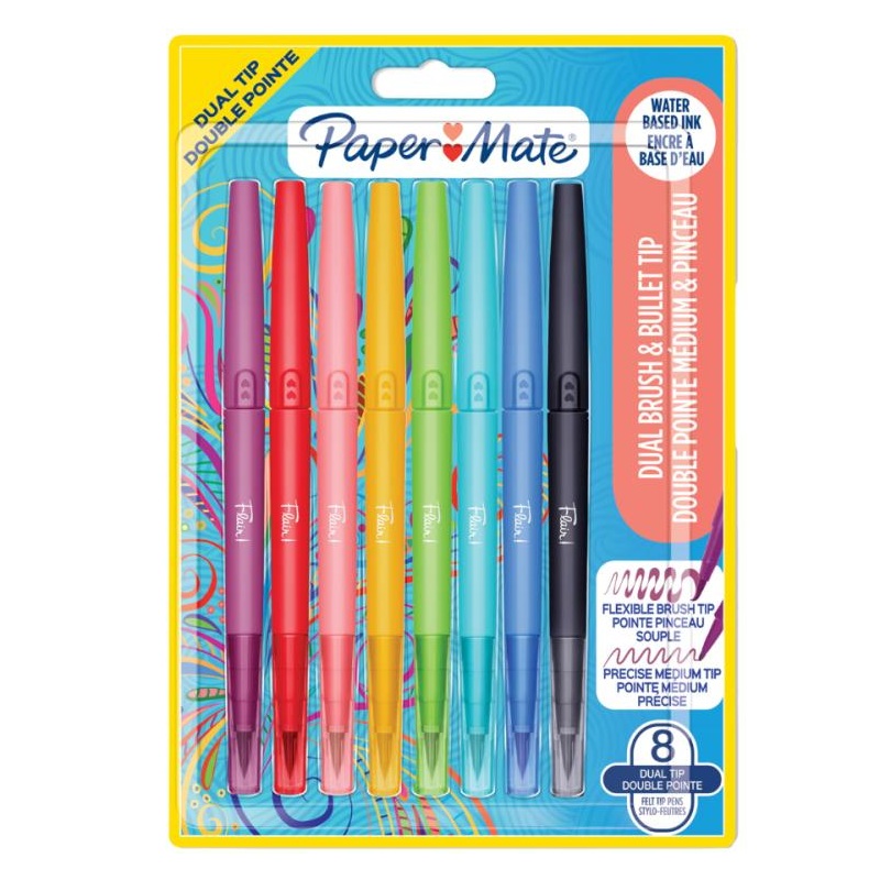 Štětcové fixy PAPER MATE Flair Dual, 8 ks