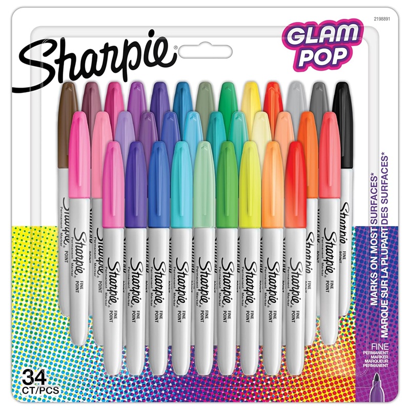 Popisovače SHARPIE Fine Point, 34 ks Glam Pop