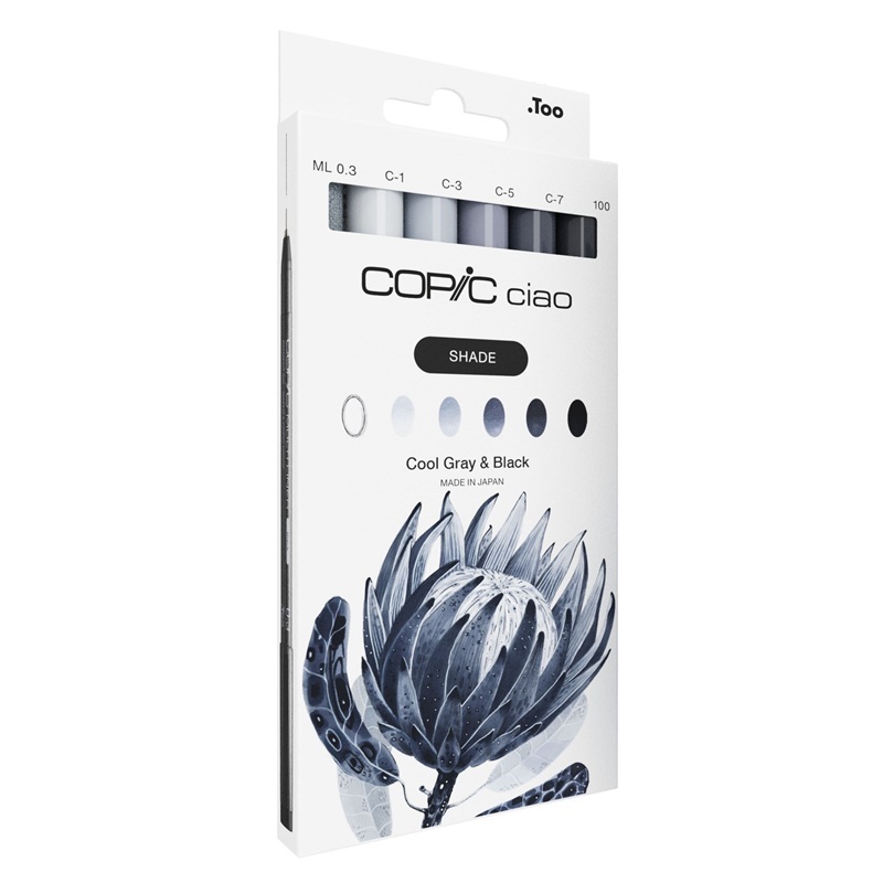 Lihové fixy COPIC Ciao oboustranné Brush & Chisel 5+1ks, Shade Cool Gray