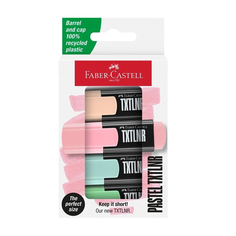 FABER-CASTELL zvýrazňovače TXTLNR Mini, 4ks pastelové