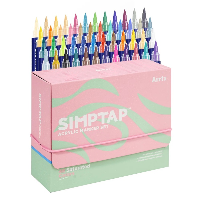 Akrylové fixy ARRTX štětcové Simptap, 48ks