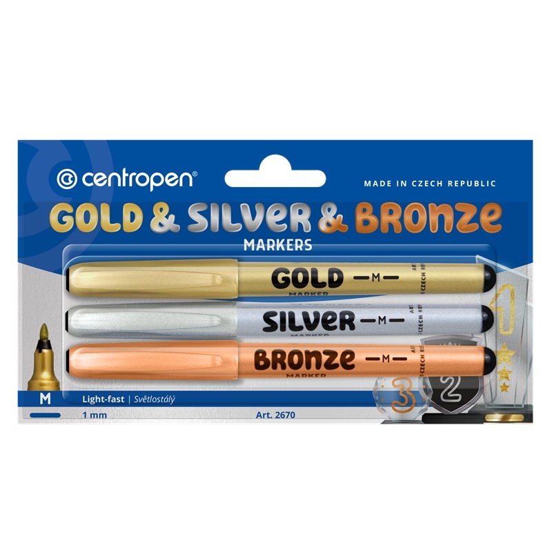Permanentní popisovač CENTROPEN 2670, 3ks tenké