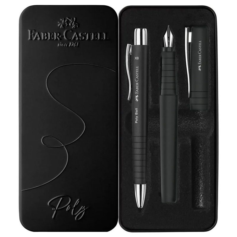 FABER-CASTELL plnicí a kuličkové pero Poly, černé