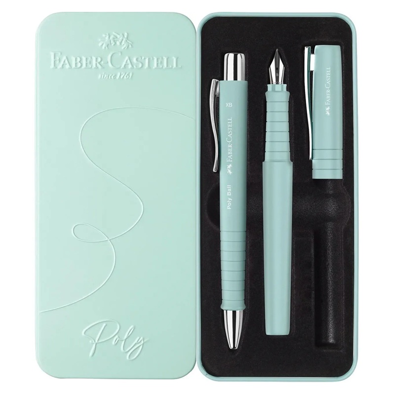 FABER-CASTELL plnicí a kuličkové pero Poly, Caribic Blue