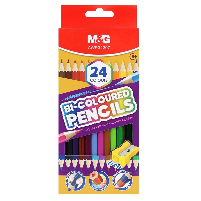 Pastelky M&G BiColoured, 12ks + ořezávátko