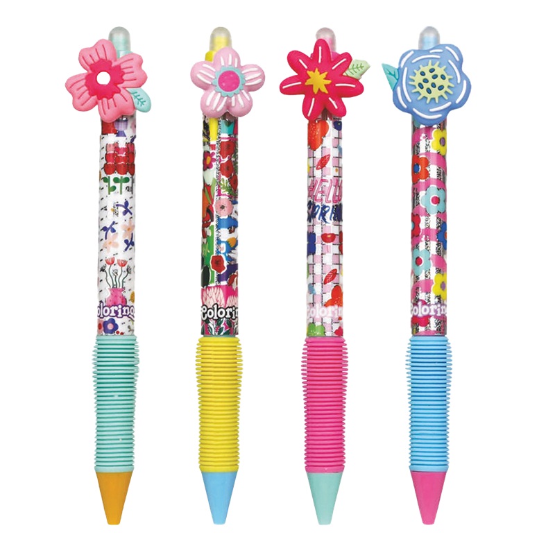 COLORINO gelové gumovací pero, 4ks Květiny
