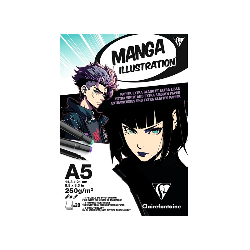 Blok CLAIREFONTAINE Manga Illustrations, A5, 250g, 20 listů