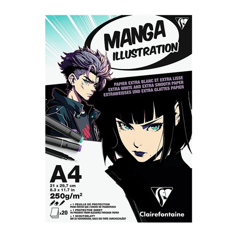 Blok CLAIREFONTAINE Manga Illustrations, A4, 250g, 20 listů