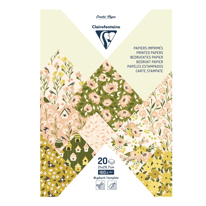 Barevné papíry CLAIREFONTAINE Origami Spring, A4, 160g, 20 listů