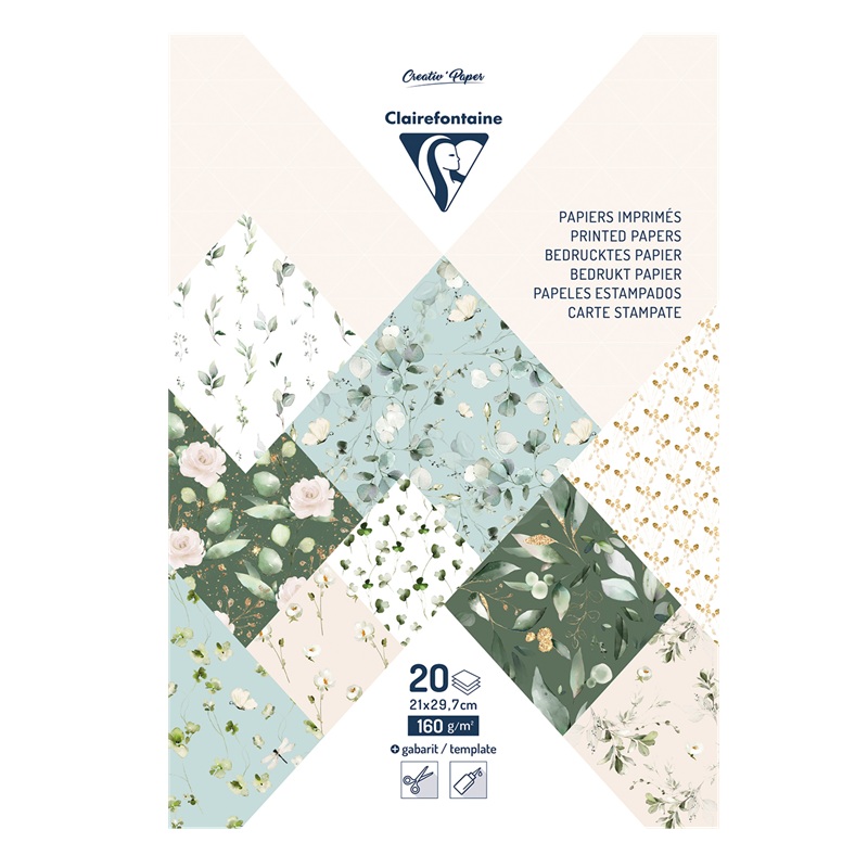 Barevné papíry CLAIREFONTAINE Origami Romantic, A4, 160g, 20 listů