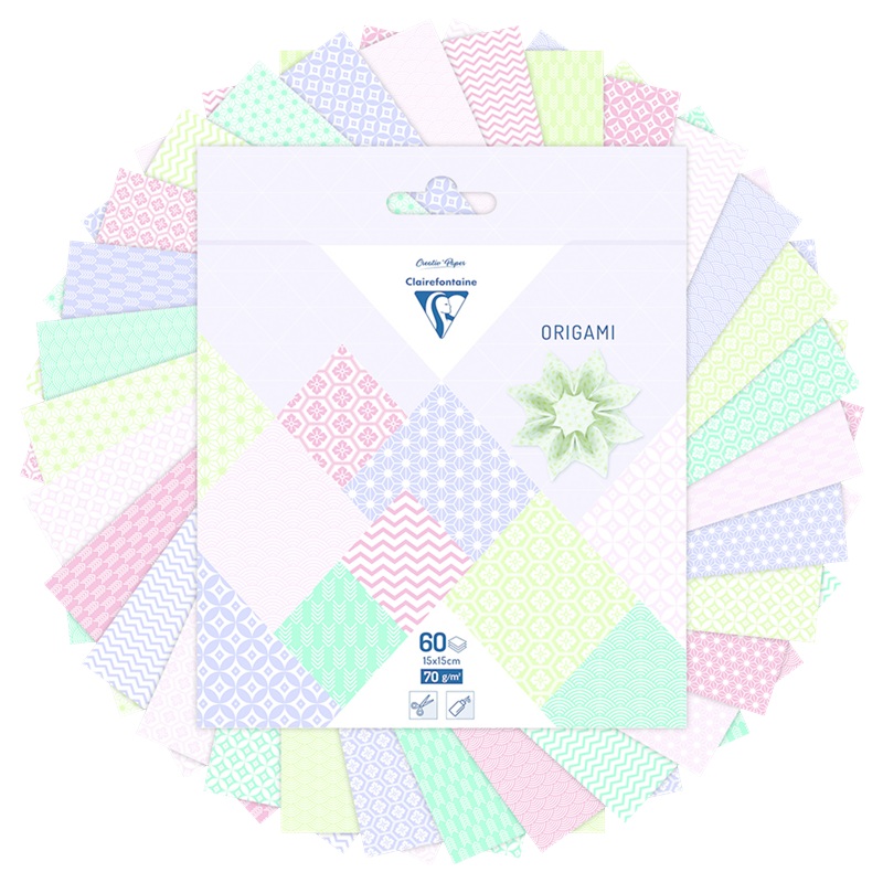 Barevné papíry CLAIREFONTAINE Origami Jaro, 15x15cm, 70g, 60 listů