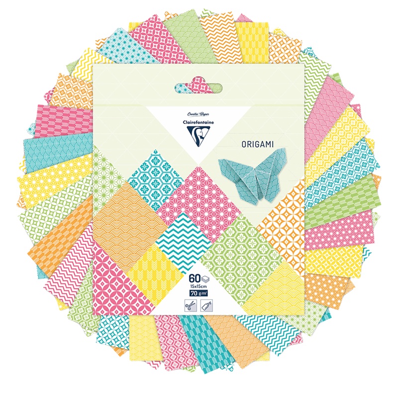 Barevné papíry CLAIREFONTAINE Origami Léto, 15x15cm, 70g, 60 listů