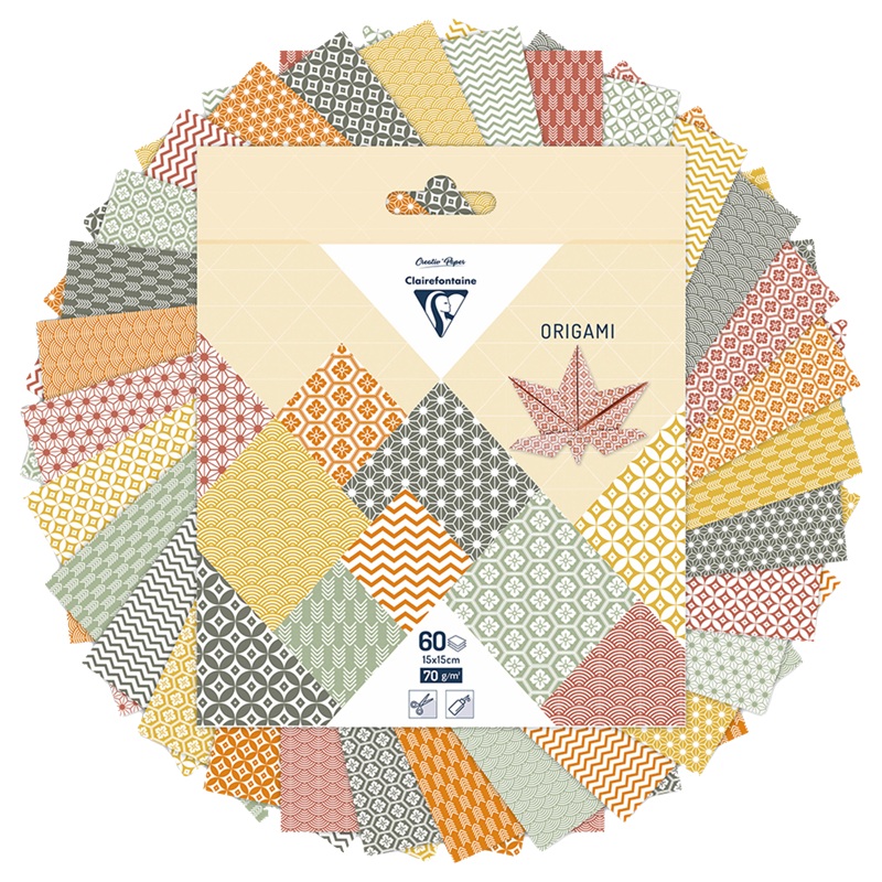 Barevné papíry CLAIREFONTAINE Origami Podzim, 15x15cm, 70g, 60 listů