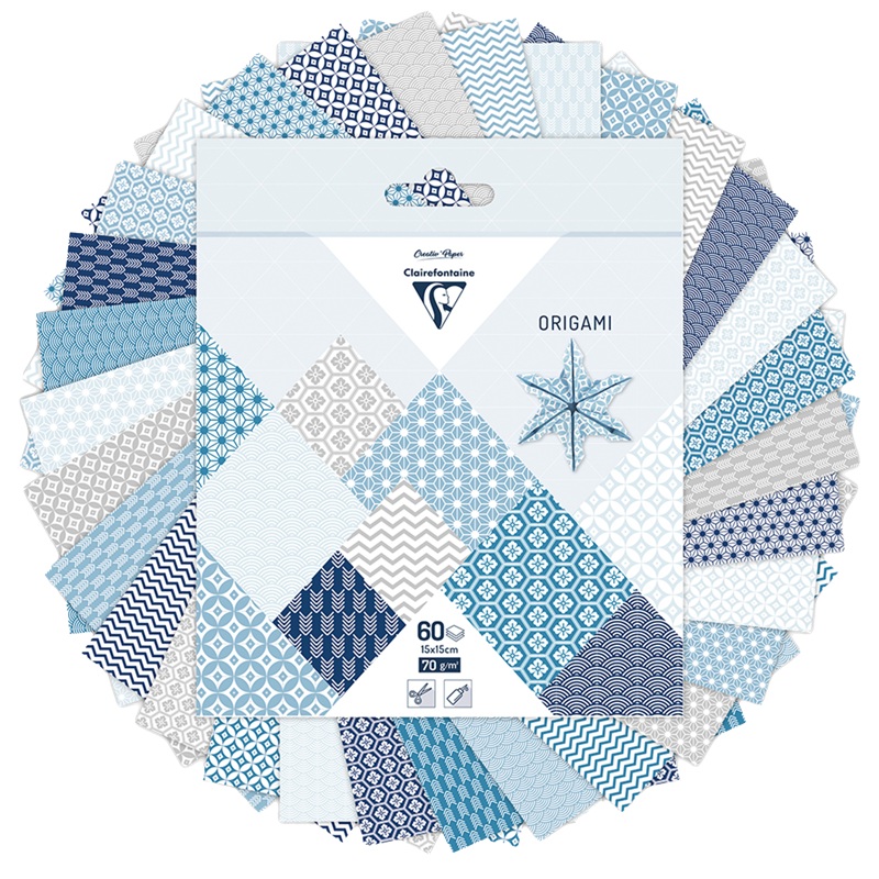 Barevné papíry CLAIREFONTAINE Origami Zima, 15x15cm, 70g, 60 listů
