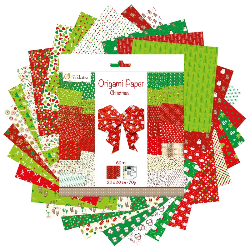 Barevné papíry AVENUE MANDARINE Origami Vánoce 1, 20x20cm, 70g, 60 listů