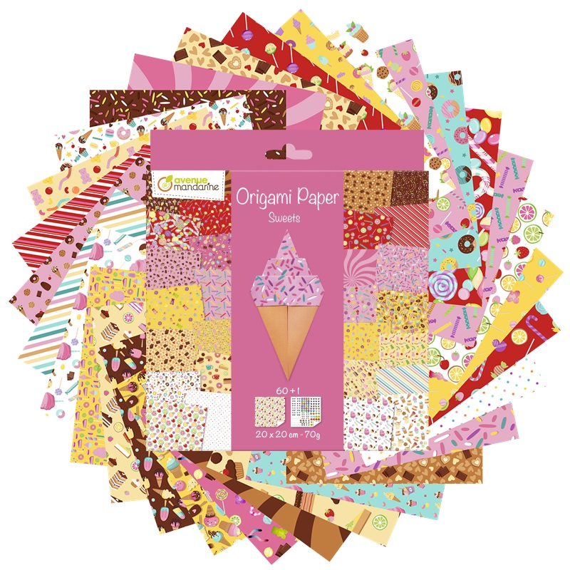 Barevné papíry AVENUE MANDARINE Origami Sweets, 20x20cm, 70g, 60 listů