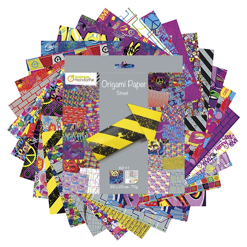 Barevné papíry AVENUE MANDARINE Origami Street, 20x20cm, 70g, 60 listů