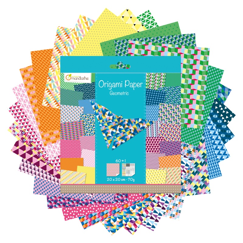 Barevné papíry AVENUE MANDARINE Origami Geometric, 20x20cm, 70g, 60 listů