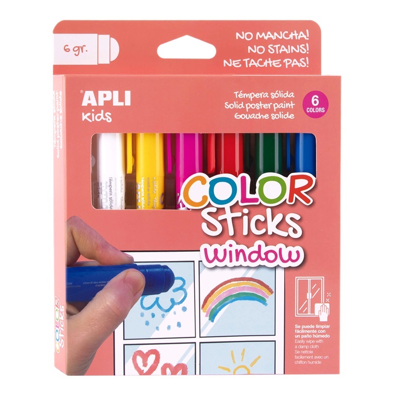 APLI vysouvací barvy v peru, 6ks na sklo