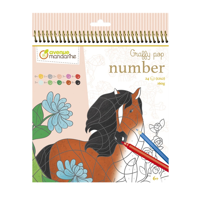 Omalovánky AVENUE MANDARINE podle čísel, Koně