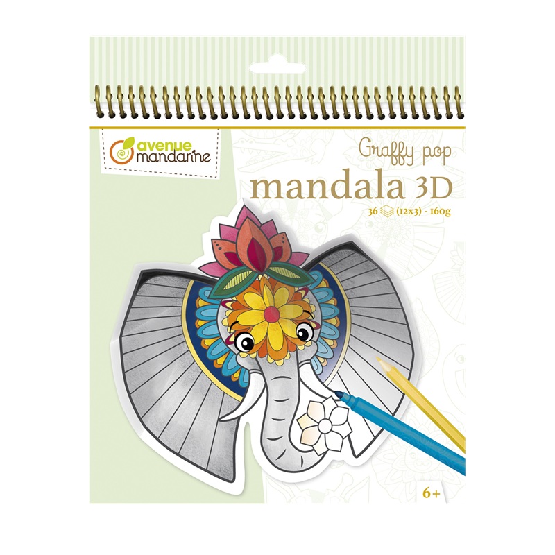 Omalovánky AVENUE MANDARINE Mandala 3D, Zvířátka savany