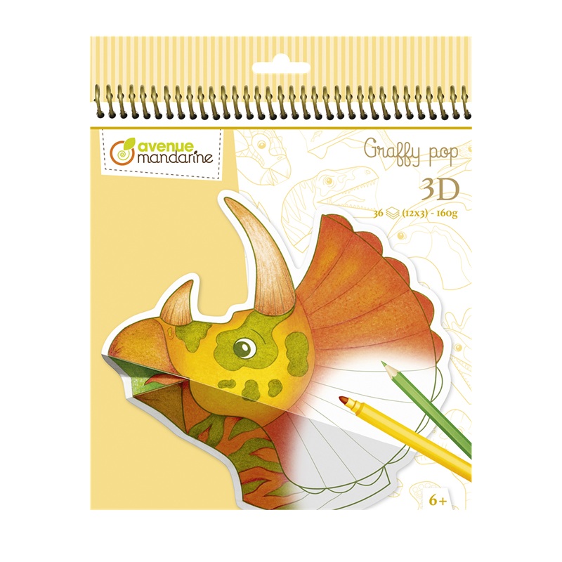 Omalovánky AVENUE MANDARINE Mandala 3D, Dinosaurus