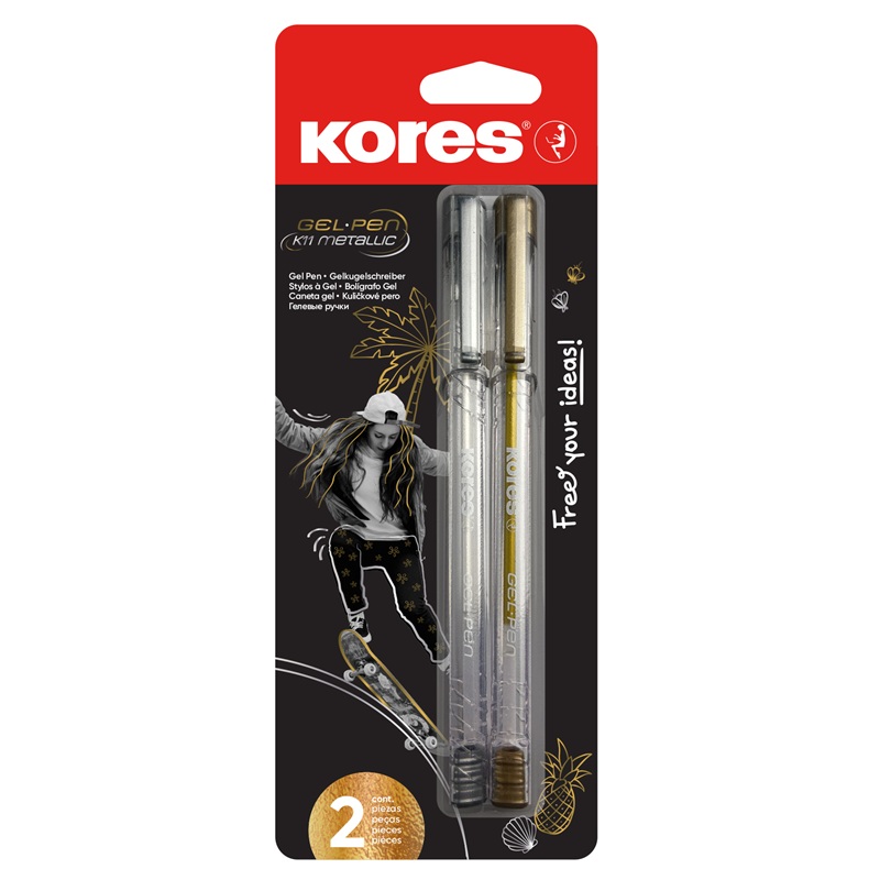 KORES gelová pera Metallic, 2ks