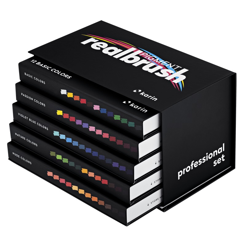 Akrylové fixy KARIN RealBrush Pigment, 60ks PROFESSIONAL Set