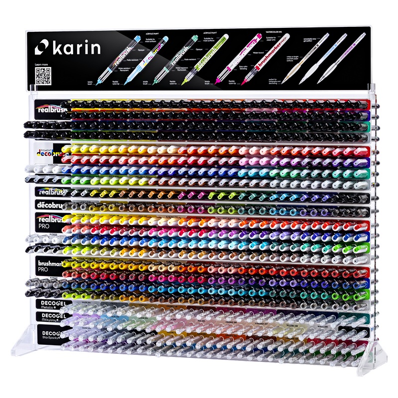 Akvarelové a akrylové fixy KARIN MULTI, 692ks ve stojanu