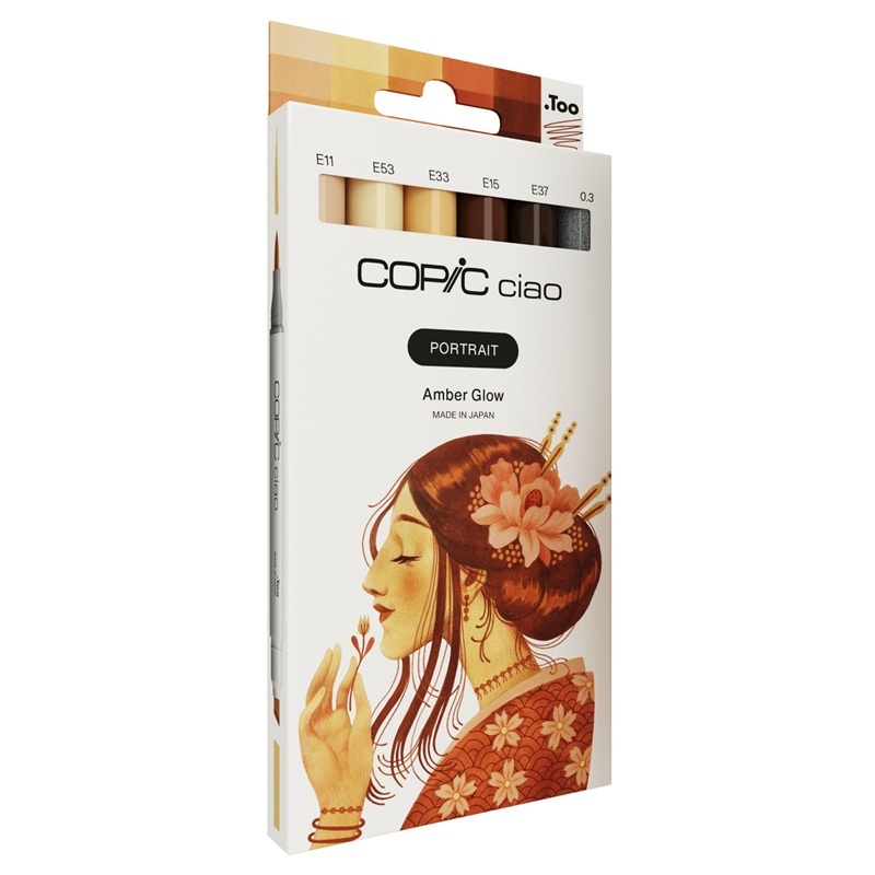 Lihové fixy COPIC Ciao oboustranné Brush & Chisel 5+1ks, Portrait Amber Glow