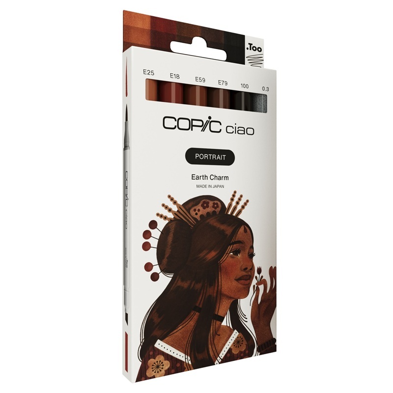 Lihové fixy COPIC Ciao oboustranné Brush & Chisel 5+1ks, Portrait Earth Charm