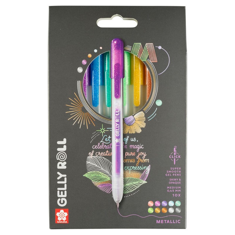 Gelové popisovače SAKURA Gelly Roll METALLIC Clicker 0,4mm, 10ks