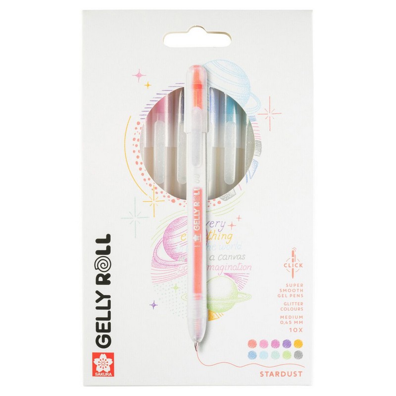Gelové popisovače SAKURA Gelly Roll STARDUST Clicker 0,4mm, 10ks