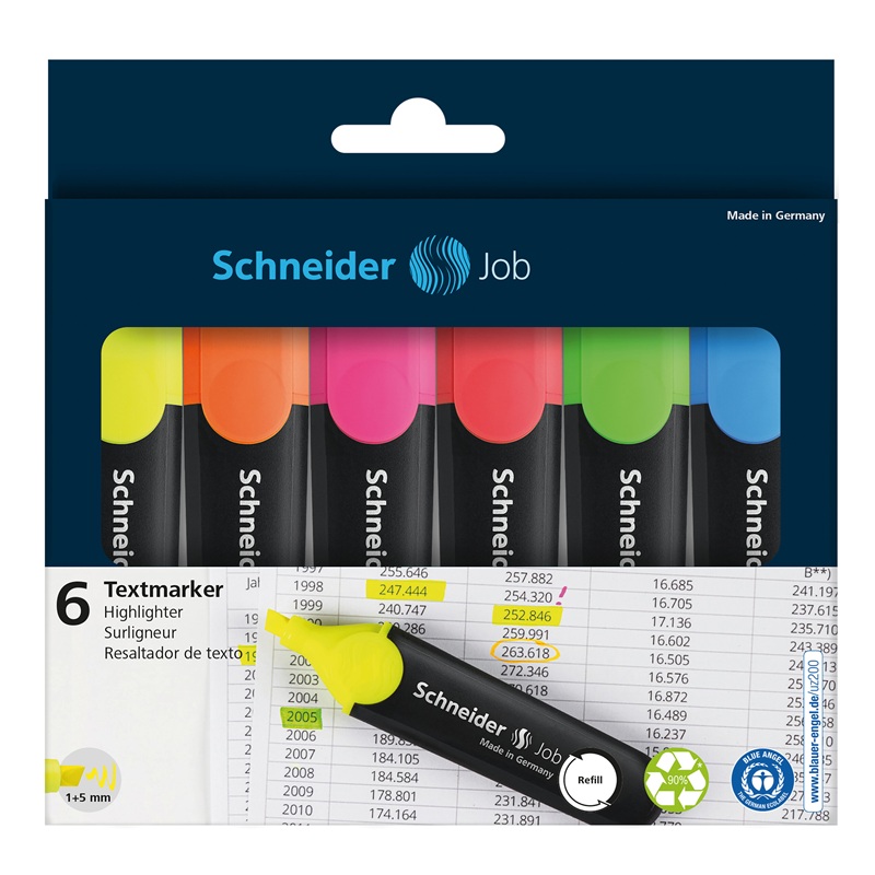 Zvýrazňovač SCHNEIDER Job, 6ks