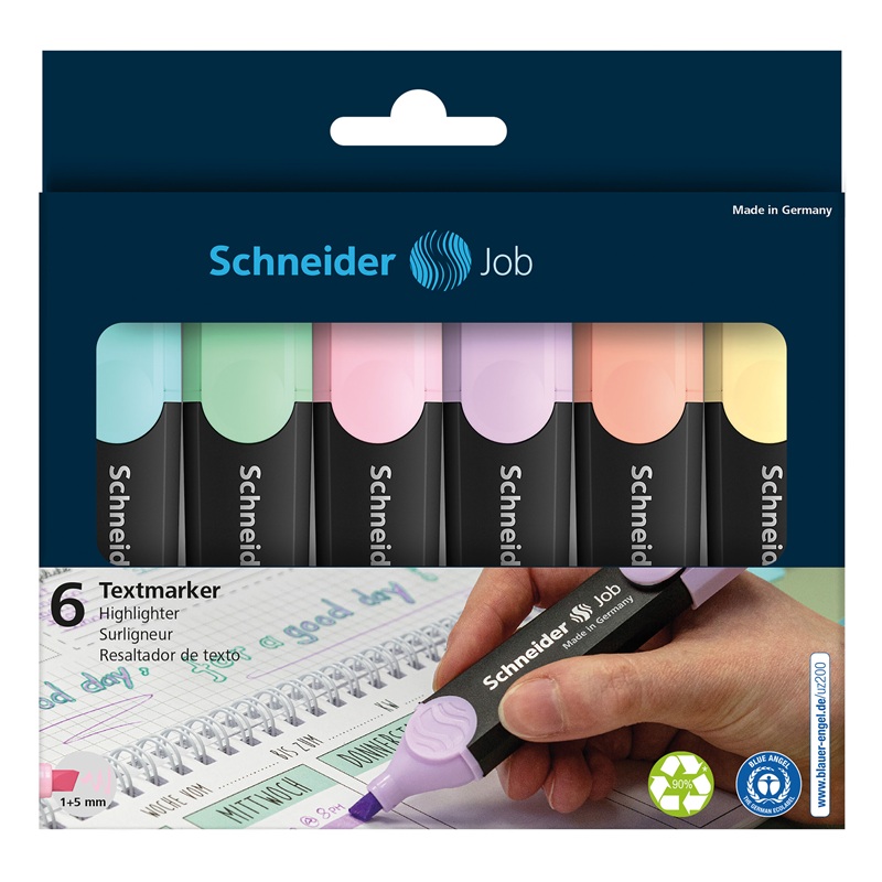 Zvýrazňovač SCHNEIDER Job, 6ks pastelové A