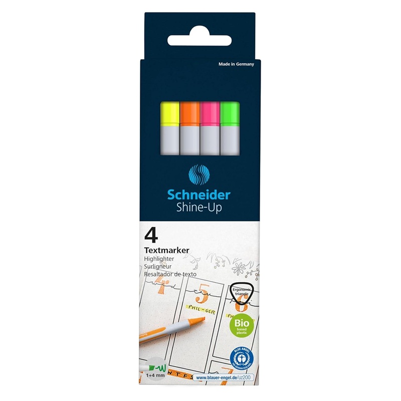 Zvýrazňovače SCHNEIDER Shine-Up, 4 ks