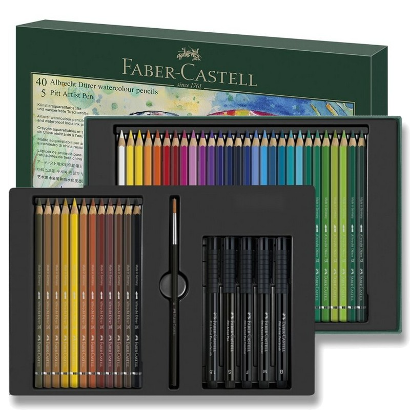 FABER-CASTELL akvarelové pastelky ALBRECHT DURER, 40ks + 6ks příslušenství