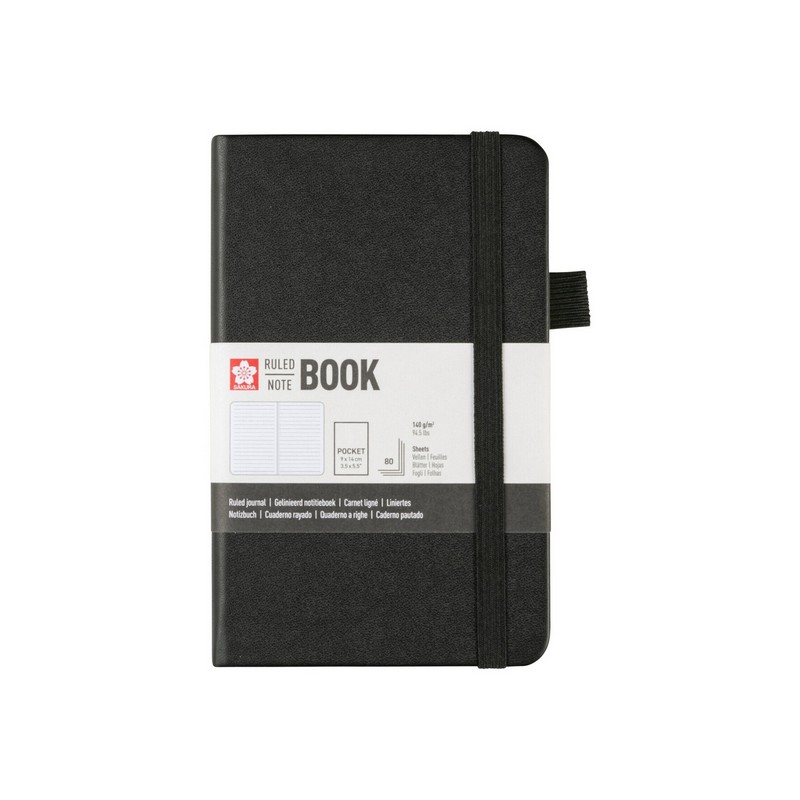 Skicář SAKURA linkovaný 9x14cm Black, 80 listů