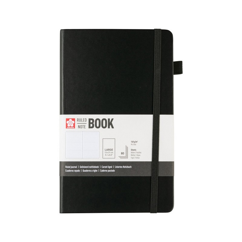 Skicář SAKURA linkovaný 13x21cm Black, 80 listů