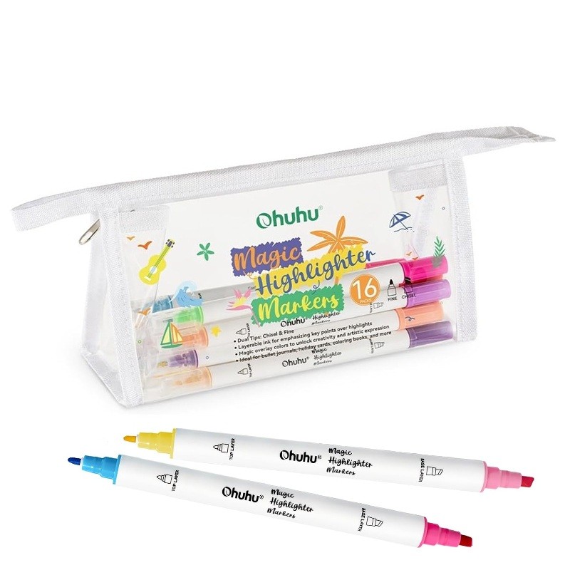 Zvýrazňovací fixy OHUHU Magic Highlighter, 16ks v pouzdře