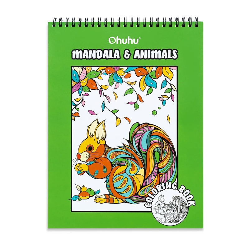 Omalovánky OHUHU Coloring Book A4, 20 listů Mandala & Animals