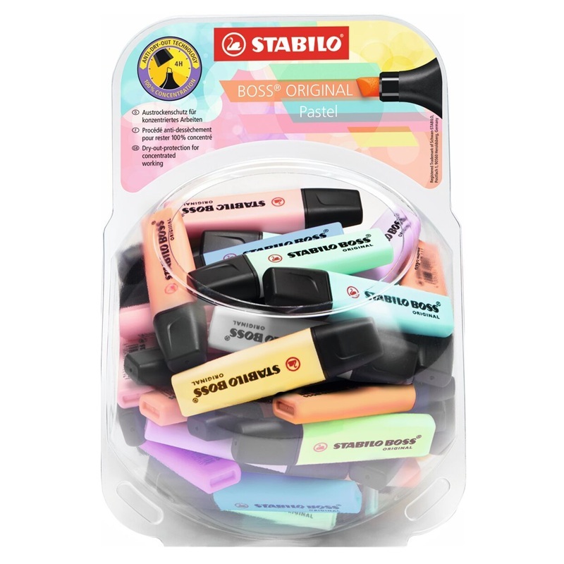 Zvýrazňovač STABILO BOSS ORIGINAL, pastel 60ks ve stojánku
