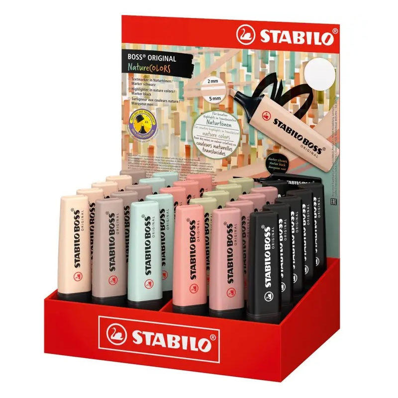 Zvýrazňovač STABILO BOSS ORIGINAL, nature 30ks ve stojánku