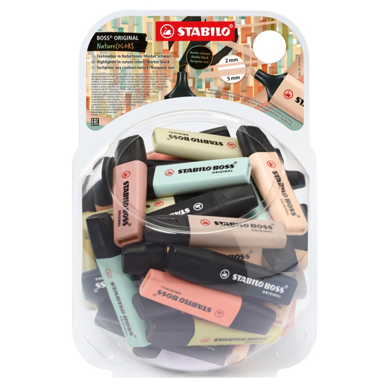 Zvýrazňovač STABILO BOSS ORIGINAL, nature 60ks ve stojánku