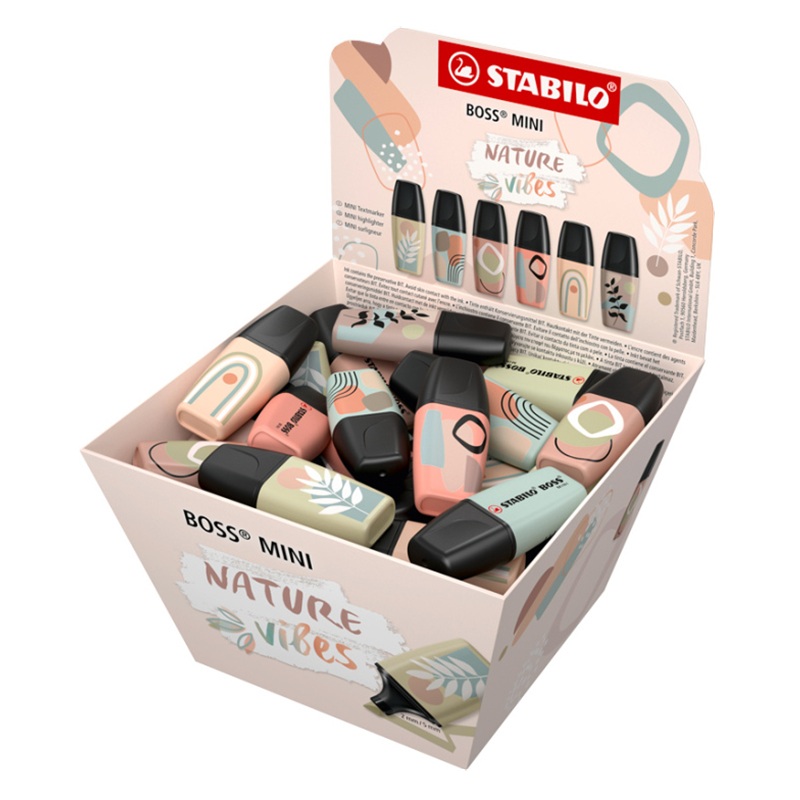 Zvýrazňovač STABILO BOSS MINI, nature 50ks ve stojánku