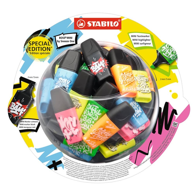 Zvýrazňovač STABILO BOSS MINI, Snooze One 50ks ve stojánku