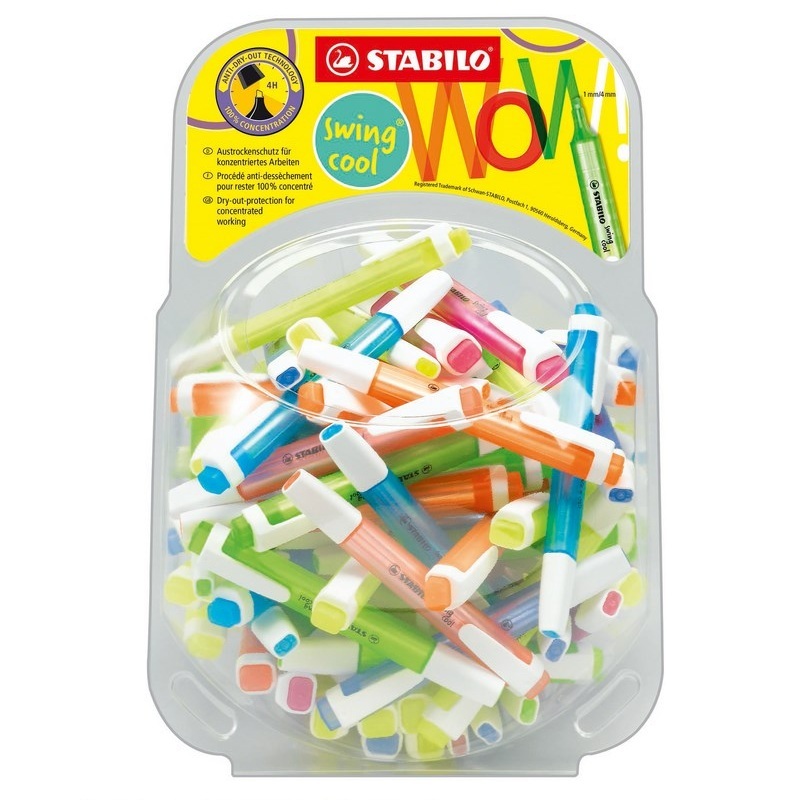 Zvýrazňovač STABILO swing cool, 100ks ve stojánku