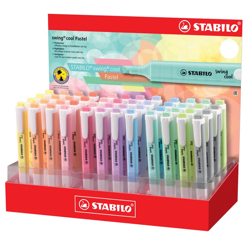 Zvýrazňovač STABILO swing cool Pastel, 48ks ve stojánku