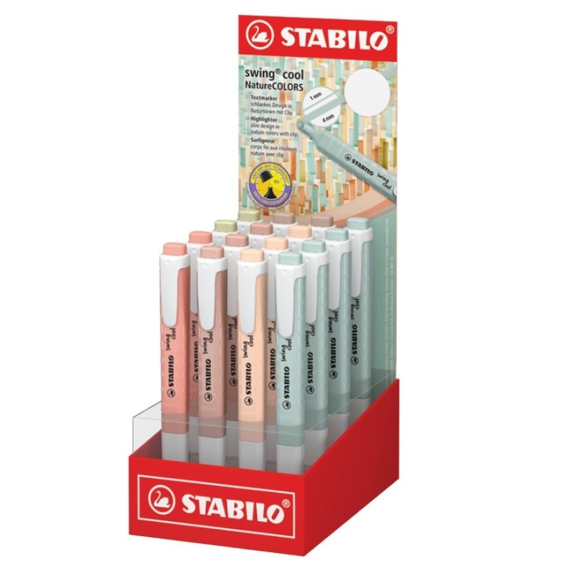 Zvýrazňovač STABILO swing cool Nature, 16ks ve stojánku